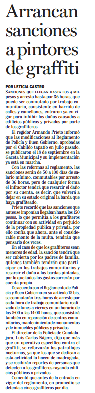 Arrancan sanciones a pintores de graffiti