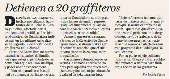 Detienen a 20 graffiteros