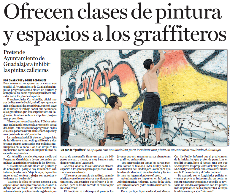 Ofrecen clases de pintura y espacios a los graffiteros