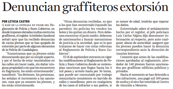 Denuncian graffiteros extorsión