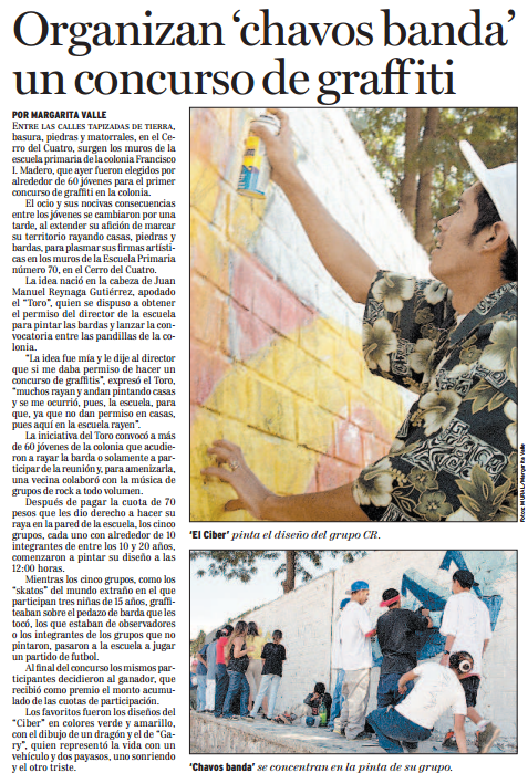 Organizan 'chavos banda' un concurso de graffiti