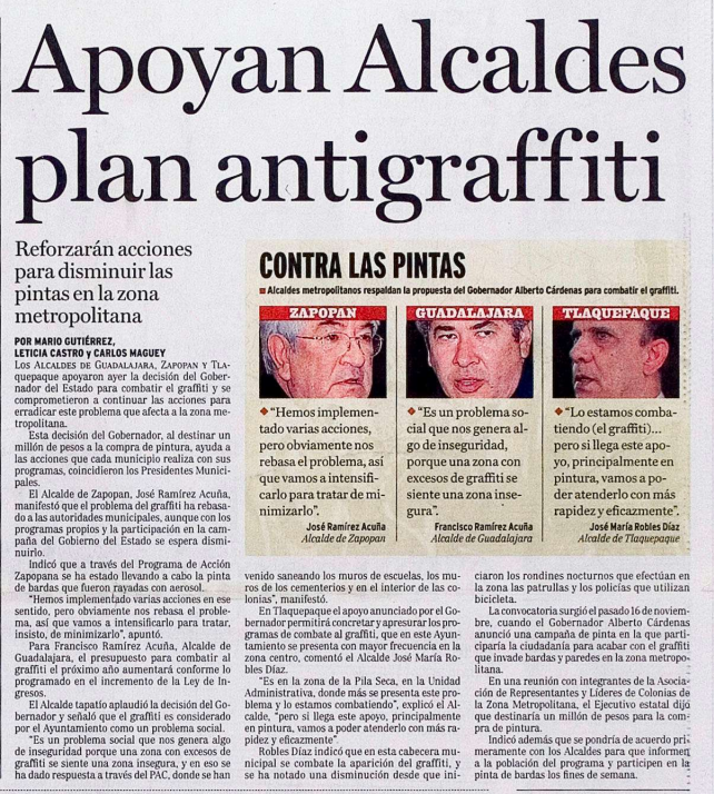 Apoyan Alcaldes plan antigraffiti