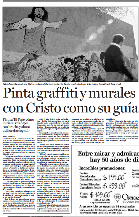Pinta graffiti y murales con Cristo como su guía