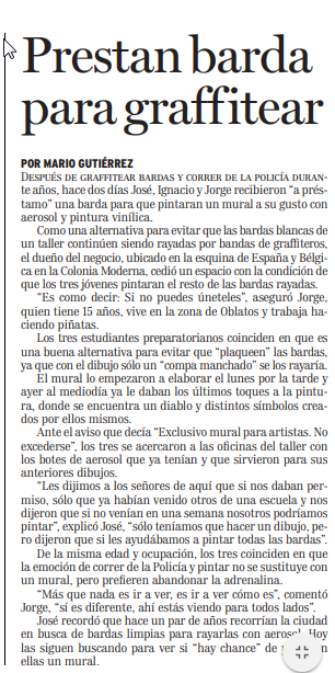 Prestan barda para graffitear
